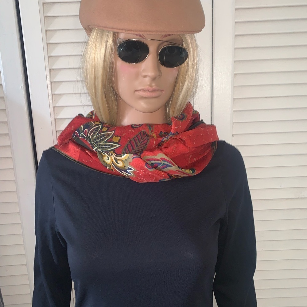 Yves Saint Laurent Large Red Scarf 42” X 42” - Picture 3 of 6